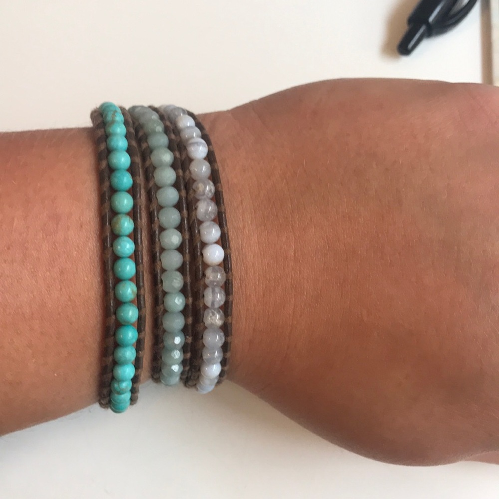 Chan luu turquoise three strand wrap bracelet